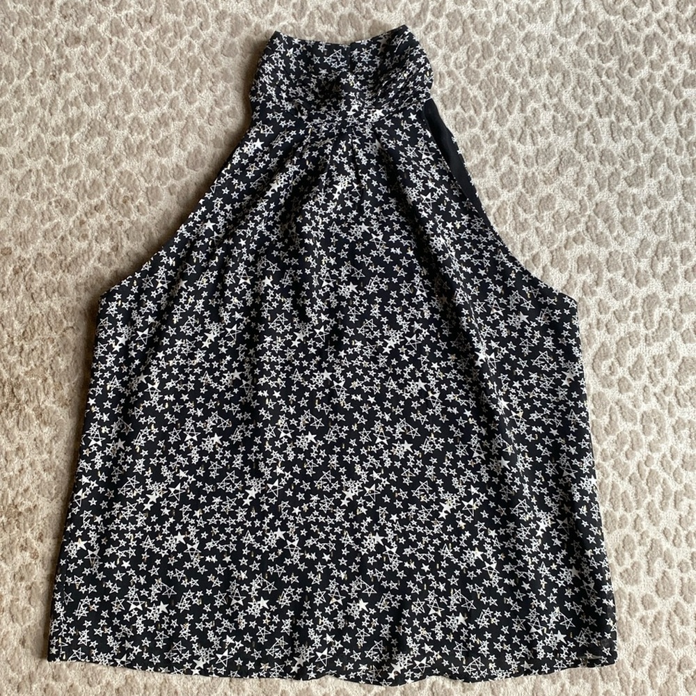 NWT Sen Collection Adah High Neck Sleeveless Black & White Star Pattern, size S